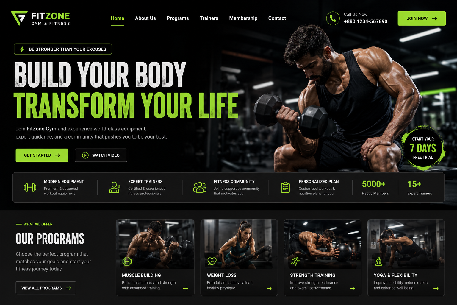 Gym Demo Website Screenshot
